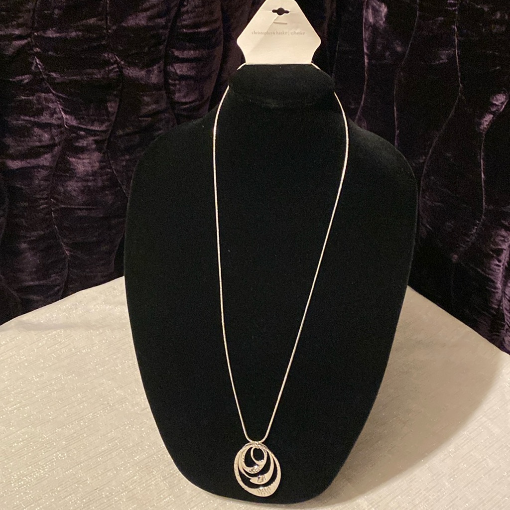 Silver Tone Necklace With Pendant #414 Mspr $19.95 Christopher & Banks Cj Banks